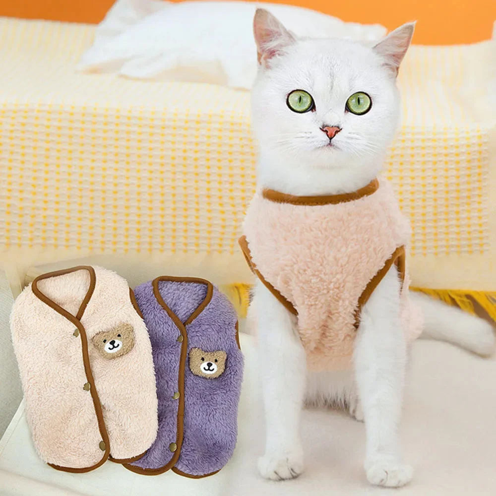 Luxury Pet Cat Costume Clothes for Cats Winter Kitten Sphynx Sweatshirt Puppy Fleece Vest Warm Jacket Coat Small Dogs Clothing