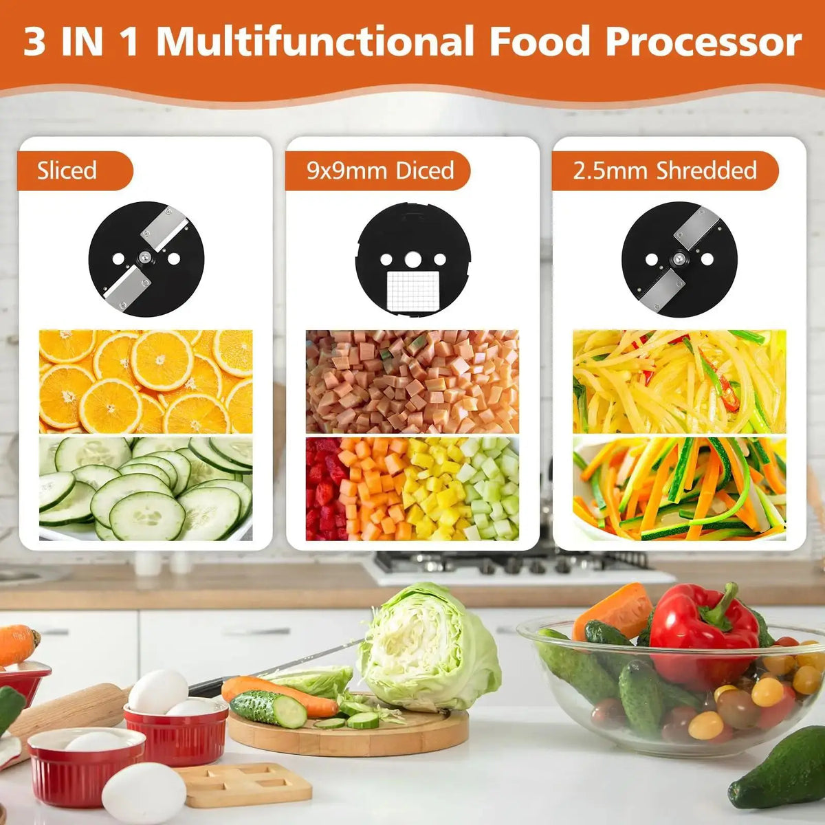 Commercial Vegetable Chopper 3 in1 Multifunctional Electric Cutting Machine