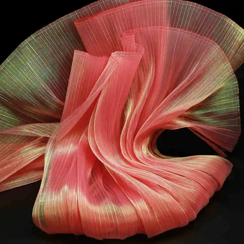Accordion Soft Pleated Texture Fold Organza Fabric Wedding Bouquet Decoration Stage Background Designer DIY Sewing Fabric