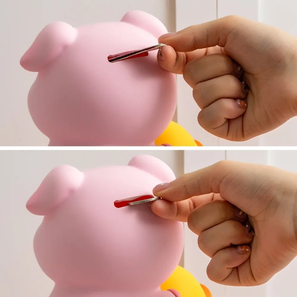 Decorative Vinyl Pig Vinyl Piggy Bank Animal Pig Duck Riding Pig Money Jar Good Luck Fall Protection Coin Saving Box Home