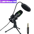 Professional Condenser Microphone Kit with Tripod Stand RGB Lighting