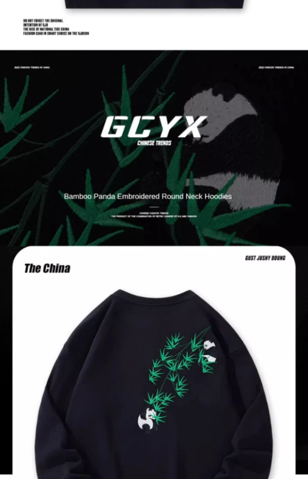 Fashion Crewneck Sweatshirt Men Bear Embroidery Hoodies Women Casual Chinese Panda Bamboo Fleece Designer Harajuku Pullover 2024
