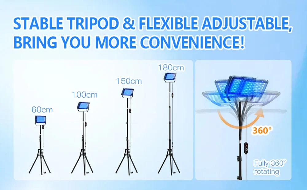 Ultraviolet Tanning Lamp 50W Tripod Solarium Lamp for Tanning Body 96PCS Blue Light Lamp Wavelength 460nm & 480nm Skin Care