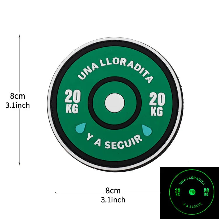 20kg Strength Lifting Barbell 500m A Llorar A Dar Por Patch PVC Emblem With Hook Fastening For Backpack Cap Vest Helmet Uniform