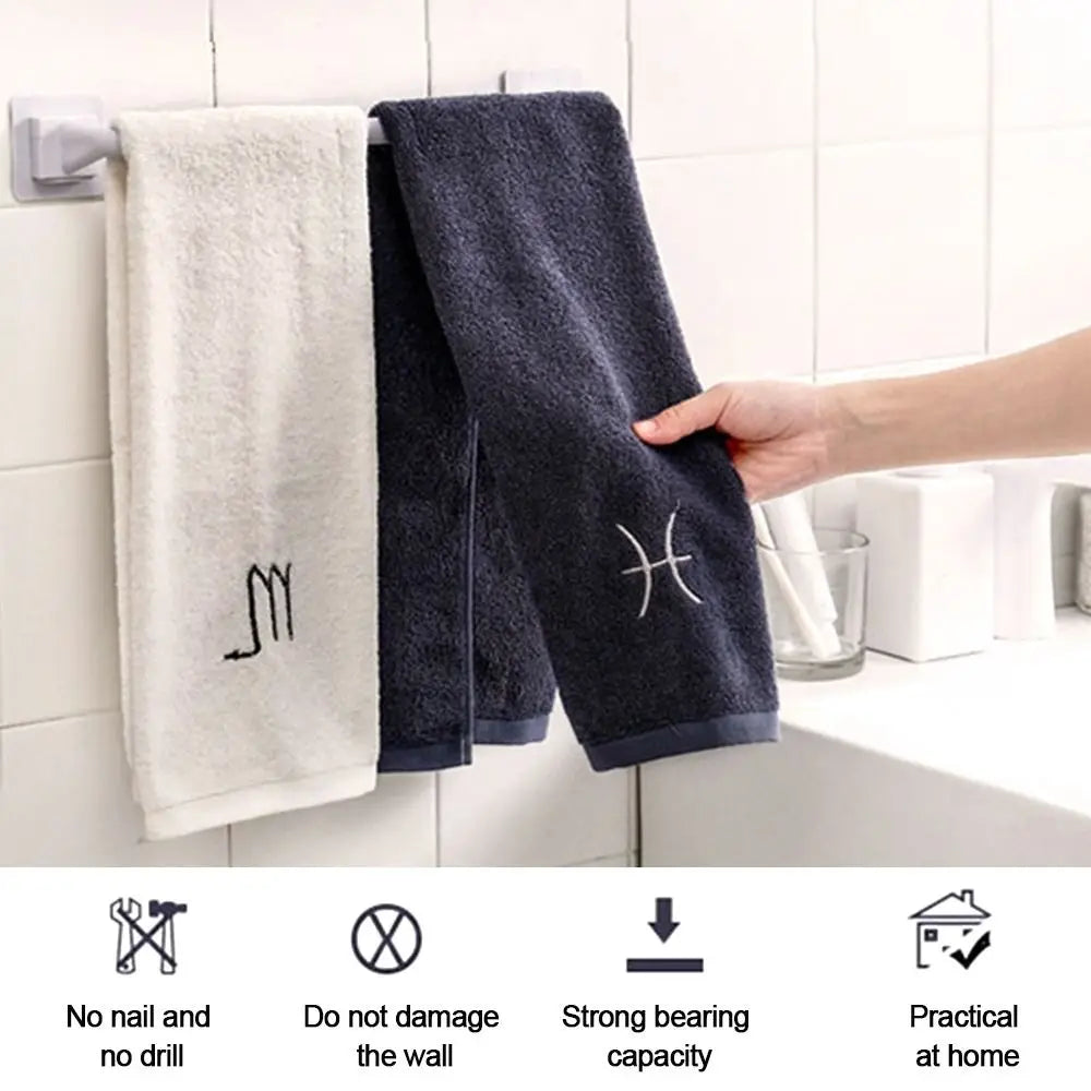 Kitchen Bathroom Wall Bath Towel Holder Rail Rack Self Adhesive Towel Rod Bar Portable Useful Household Gadget