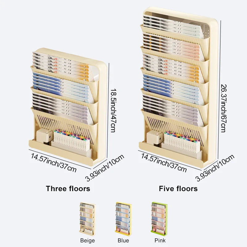 UFORU Dopamine Study Desk Organizer – Large Capacity Side-Mounted Bookshelf for Textbooks & Magazines