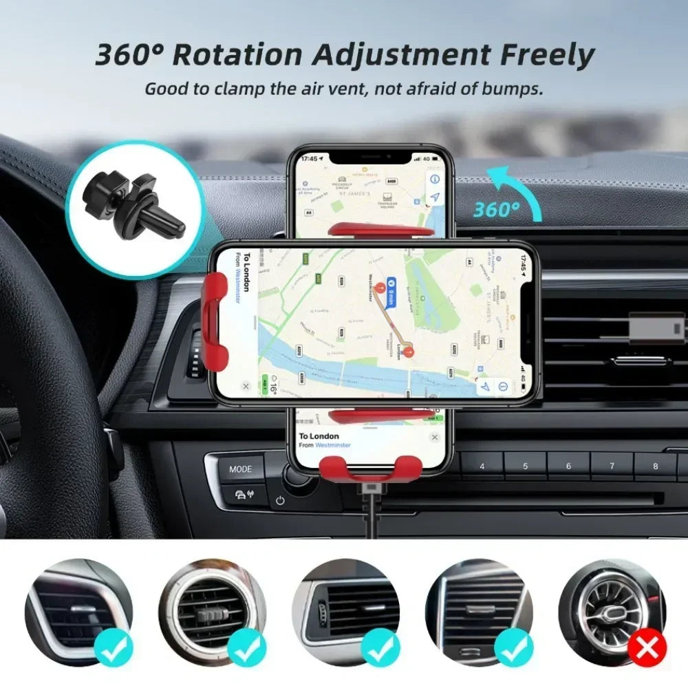 15W Fast Wireless Charger Car Mount for Air Vent Mount Car Phone Holder Rotating Intelligent Infrared Wireless Charging Charger