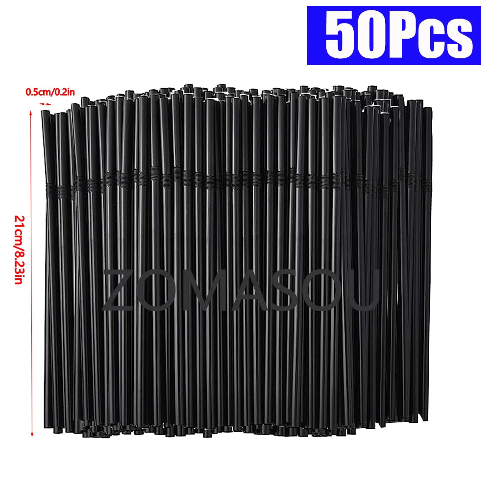 50,3000Pcs Black Drinking Straws Cocktail rietjes, Milk Tea Bar Party Wedding Kitchen Home Accessories Beverage Straw Wholesale