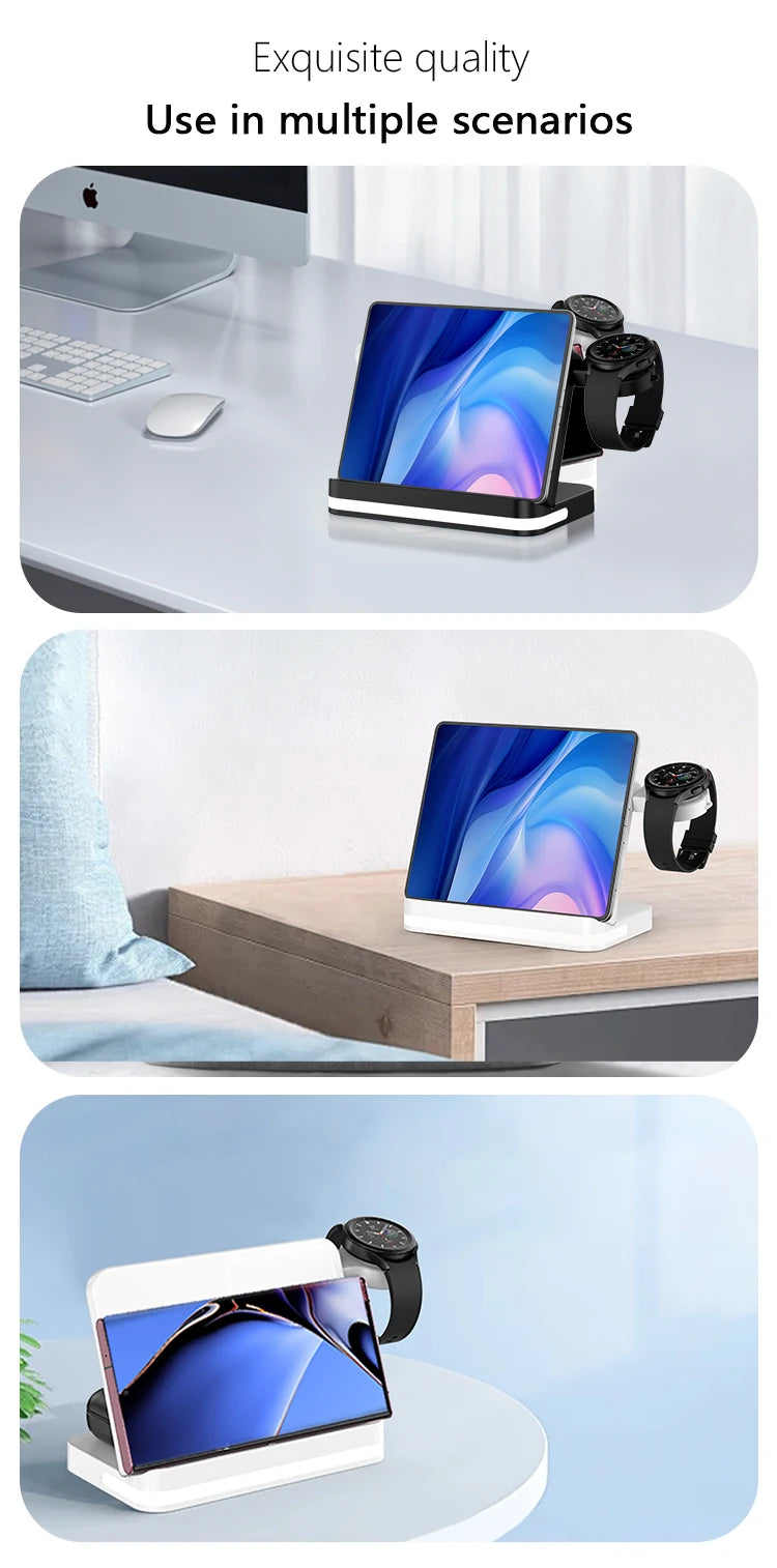 6 In 1 Wireless Charger Stand For iPhone Samsung S23 S22 Ultra Note Fold Galaxy Watch 5 4 Active Buds Fast Charging Dock Station