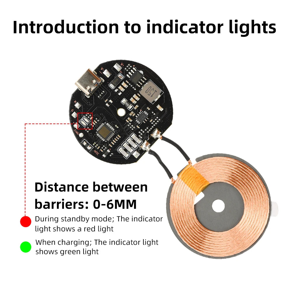20W High Power Wireless Charger Transmitter Module 12V/24V Type-C Fast Charging Circuit Coil Charger Board for Mobile Phone