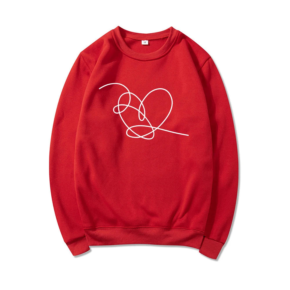 Love Yourself Heart Sweatshirt Love Yourself Tear Hoodie Heart Pullovers Women Long Sleeve Crewneck Sweatshirts Casual Hoodies