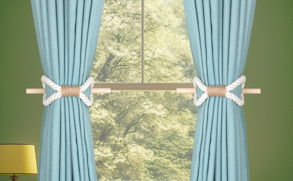 1pc Solid Wooden Stick, Simple Curtain Binding Rope, Curtain Tieback, Curtain Buckle Curtain Holdback For Room Decor home decor