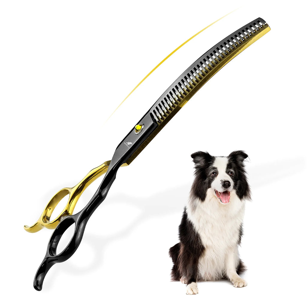 Grooming Scissors Japan Stainless 6.5" Professional Pet Scissors Curved Chunker Scissors for Groomer Bend Down Thinning Shears
