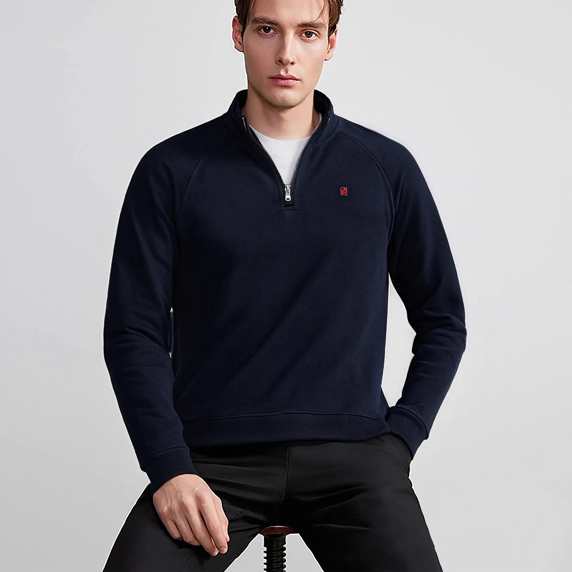 CHCH Men's Sweatshirt Autumn Fashion Long Sleeved Men's Sweatshirt Casual Half Zipper Design Classic Versatile Men's Pullover