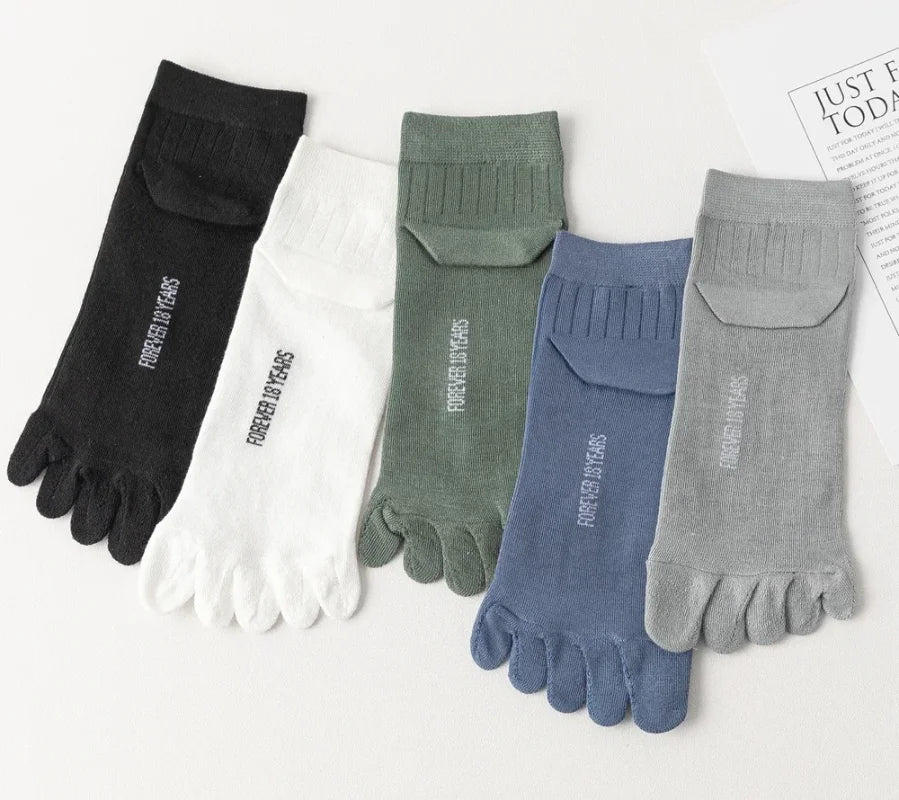 1/3/5 Pairs Mens Five Finger Socks Breathable Ankle Short Socks Thin Cotton Toe Socks with Separate Fingers Fashion Sports Socks