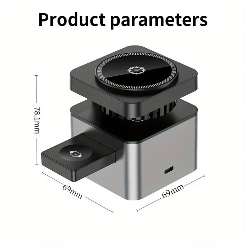 ice-Cooling For Magsafe Wireless Charger Station Stand For iPone 16~12 Pro Max/iWatch 10~2 SE/AirPods 4 Pro 3 in 1 Fast Charging