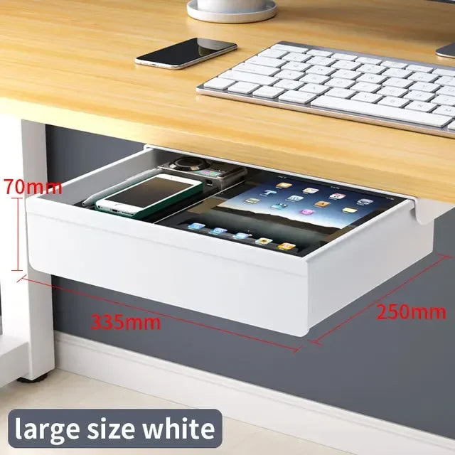 Transparent Under Desk Drawer Self Stick Hidden Storage Tray Quiet Pull Out Desk Organizer Accessory