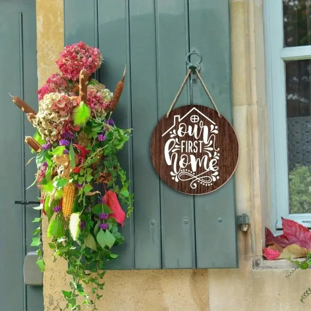 Vintage Home Is A Sweet Circular Wooden Sign Hanging, Suitable for Home, Living Room, Garden, Room, Porch Decoration, Gifts