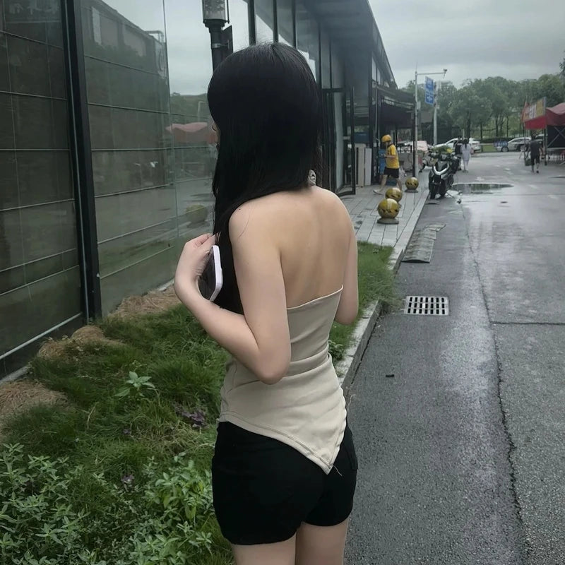 Women's Summer Slim Fit Adjustable Halter Push Up Pointed Hem Tank
