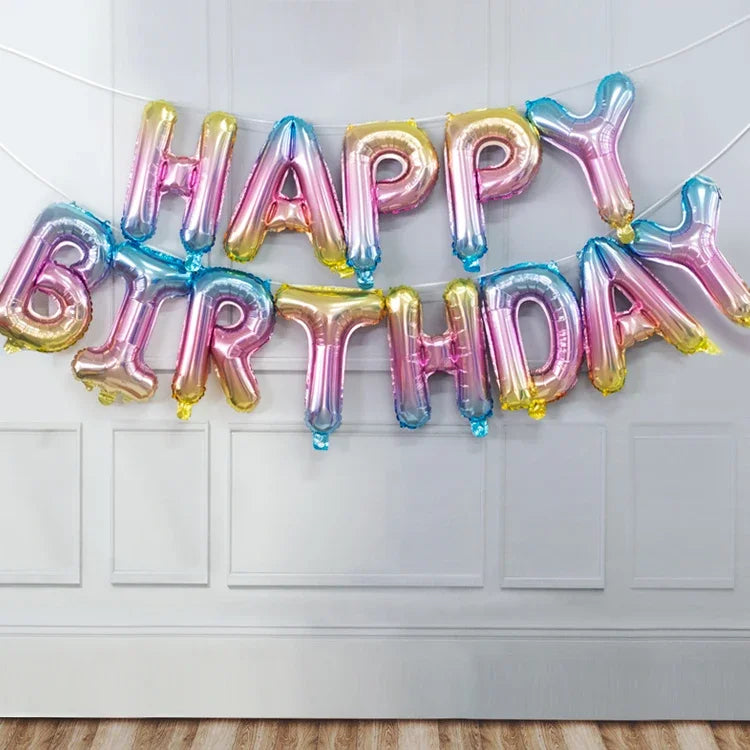 ATG 13pcs Rose Gold Birthday Balloon  Foil Letter Balloons Set Happy Birthday Decoration Caramel Color Globos Kids Party Supplie