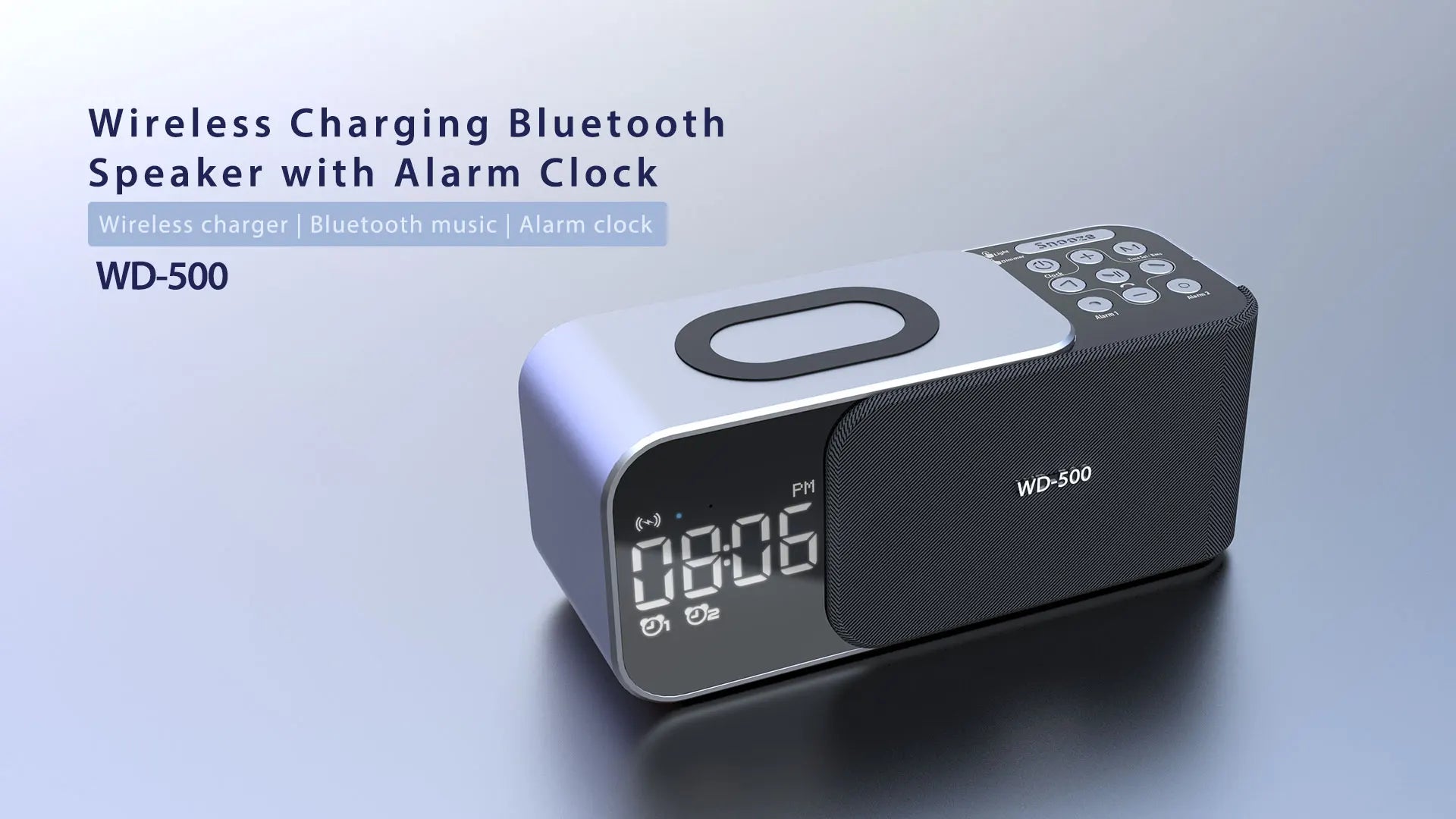 WD-500 Digital Led Mirror Alarm Clock Night Light Led Bluetooth Speakers with Wireless Charger Stereo Speakers