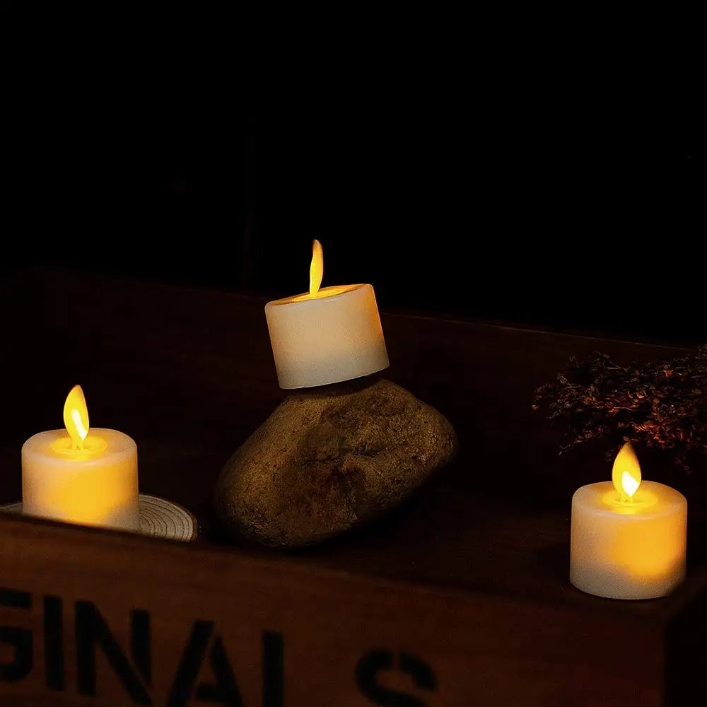 3/6/12 Pieces Warm White Moving Wick LED Tea Light Candles,Decorative Church Religious Wedding Christmas Candles
