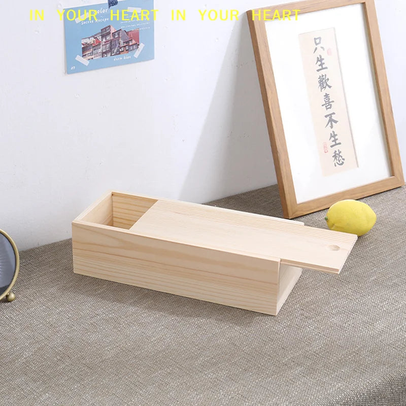 【X】Home Storage Case Wooden Storage Keepsake Box Wooden Box Pine Pull Box Jewelry Organizer Sliding Cover Wooden Box