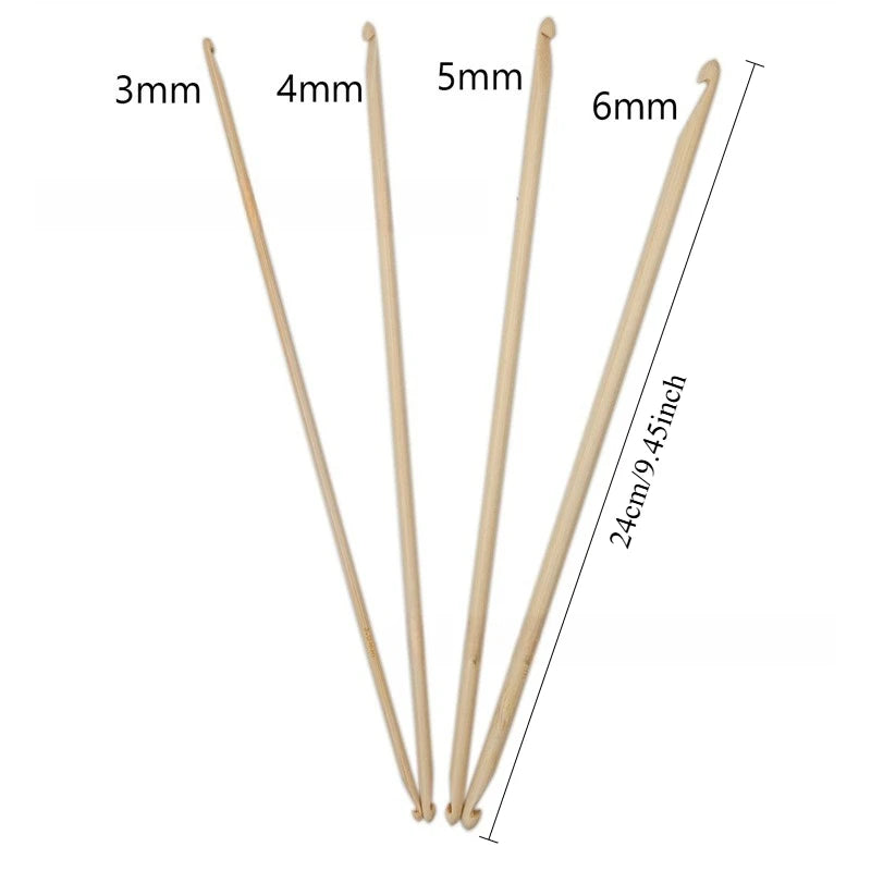 Natural Bamboo Afghan Tunisian Double Ended Crochet Hook Set Hand Sewing Knitting Needles Weave