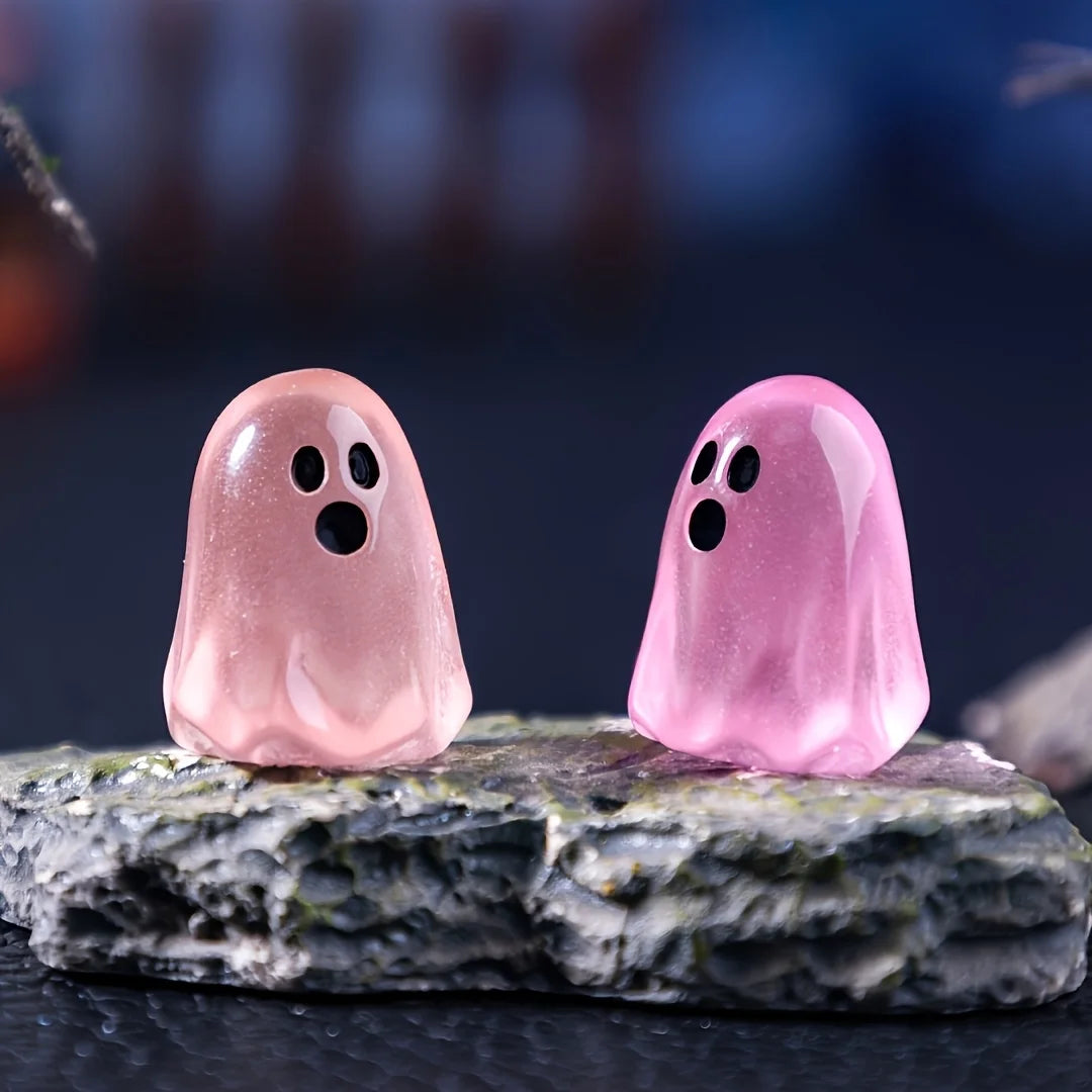 Glow-in-the-Dark Mini Ghosts - Cute Resin Halloween Decorations, DIY Hanging Ornaments for Micro Landscapes & Spooky Scenes
