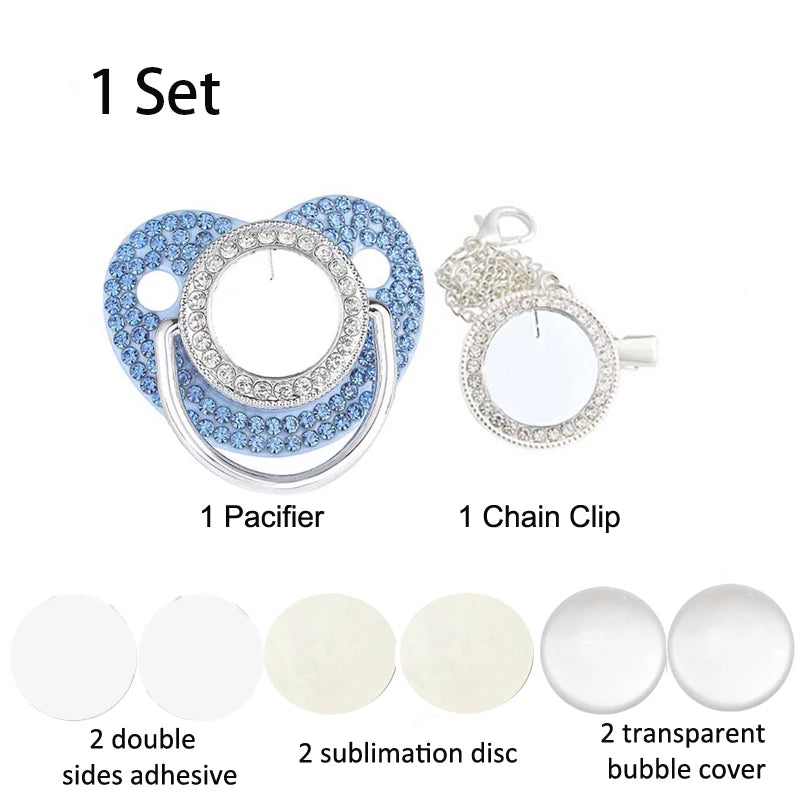 Customization Baby Pacifier Luxury Rhinestone Blank Pacifier Clips