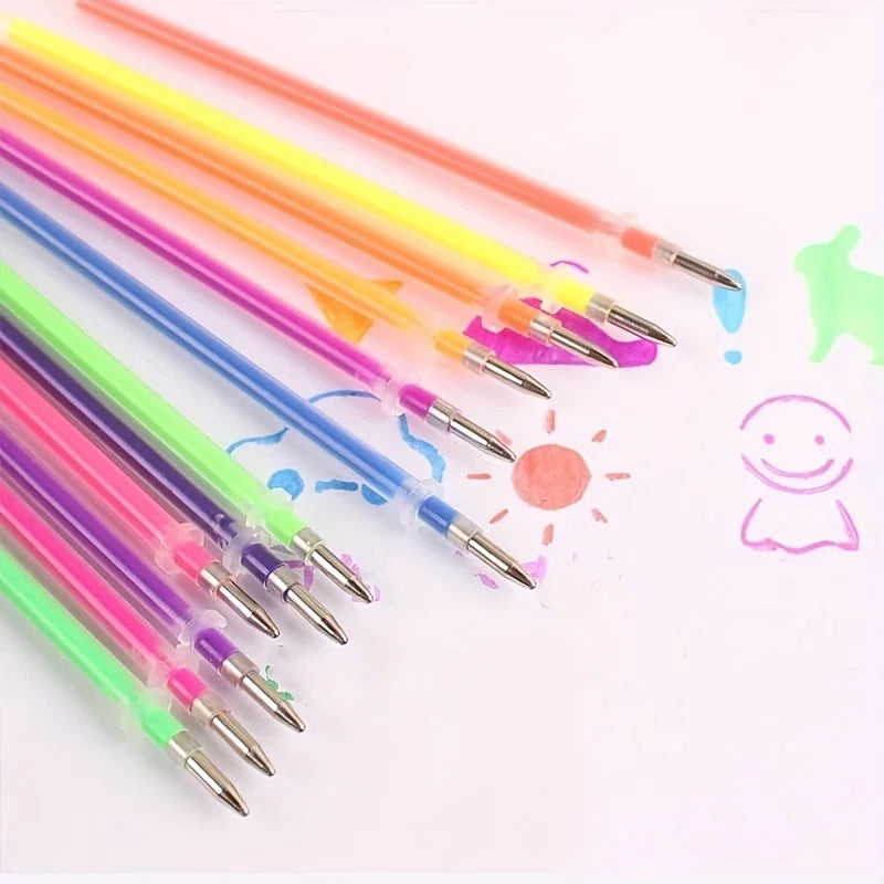 100pcs 1.0mm Glitter Pen Refills Set Flash Multicolor Gel Pen