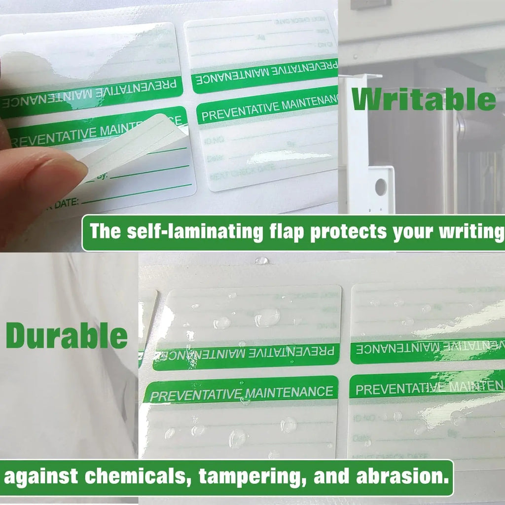 Preventive Maintenance Sticker 1x2 inch Check Safety Label, Press/Date/Next Label with Transparent Flap 180 Pcs