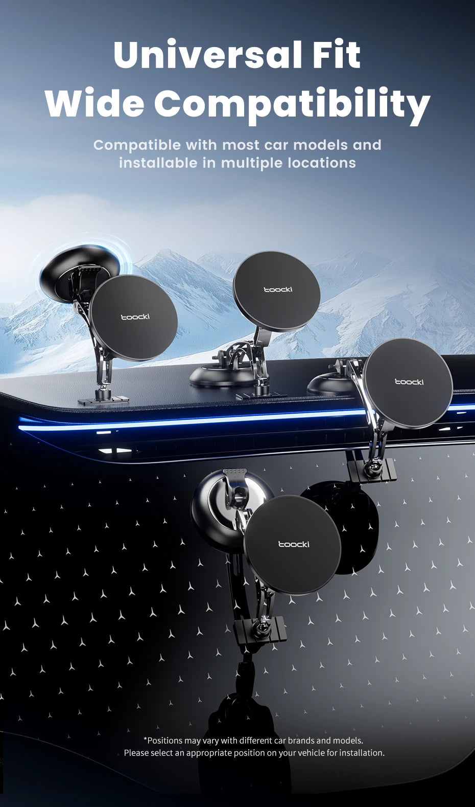 Toocki Magnetic Car Phone Holder 15W Wireless Charger Dual Pivot Mount Car Phone Stand for iPhone 17 16 15 Pro Max for Magsafe