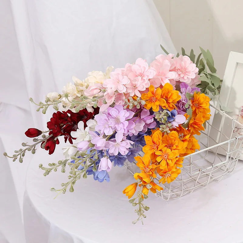 YeeNanee 6pcs Blue Delphinium Artificial Flowers Long Stem Larkspur for Wedding Centerpieces Floral Arrangements Home Vase Decor