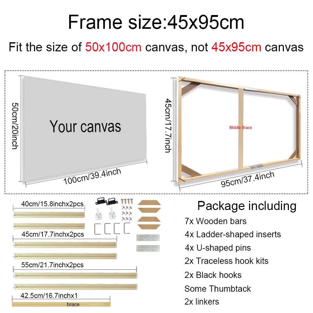 45x95 50x100cm Canvas Frame Wooden Frames Wooden Photo Oil Painting Canvas Diamond Painting Frames Canvas Wood Wall Frame