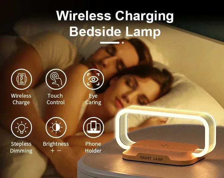 LED  Night Light Wireless Charger Stand Table Desk Lamp Mobile Phone Holder Fast Charging Station Dock For iPhone Samsung Xiaomi
