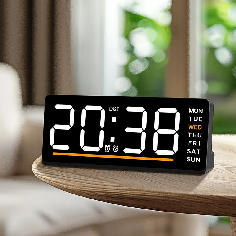 USB Powered Digital Alarm Clock TEMP Date Week Dual Alarm 5 Levels Brightness Snooze Table Clock 12/24H Night Mode LED Clock