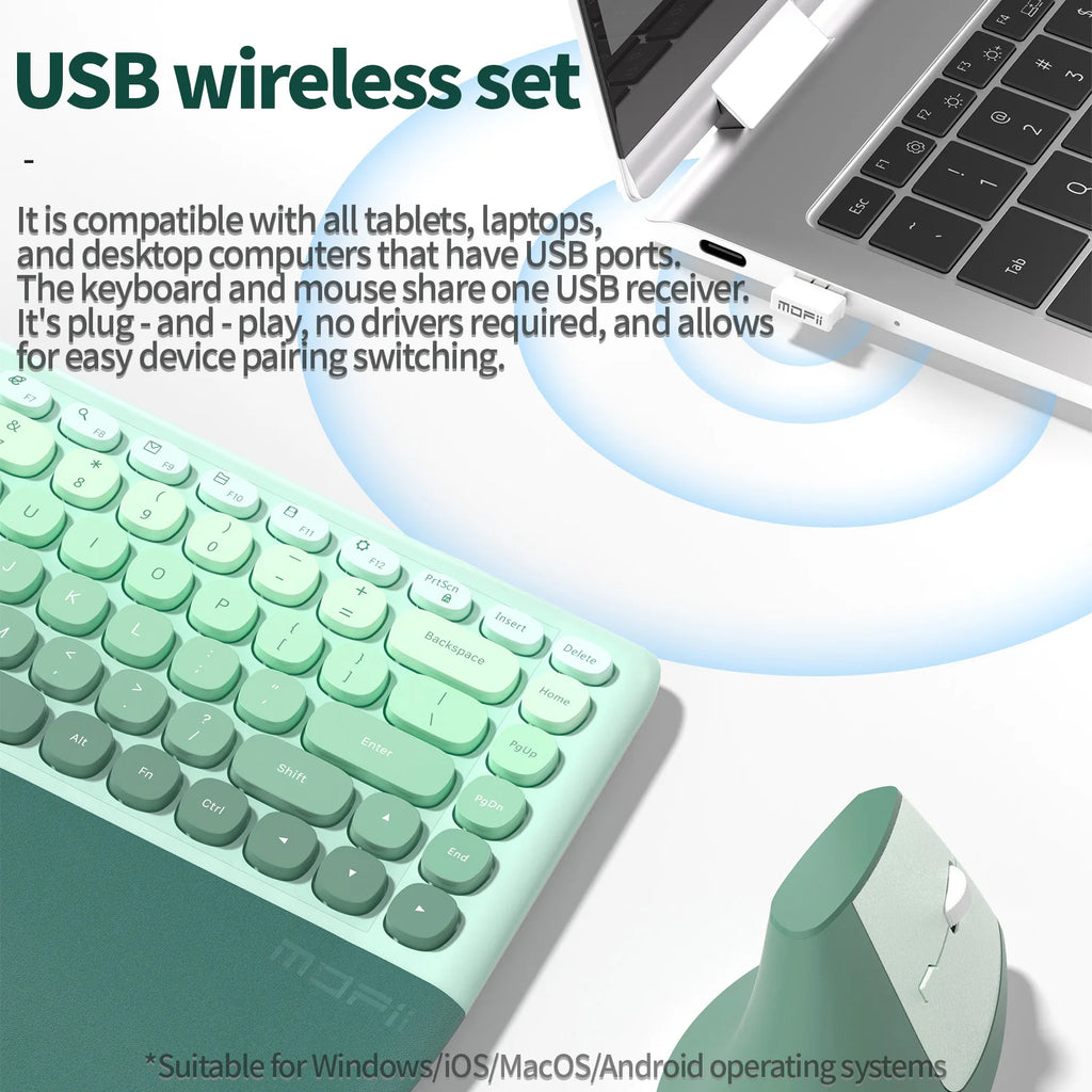 MOFii 1 Set Ergonomic Wireless Keyboard and Mouse Combo