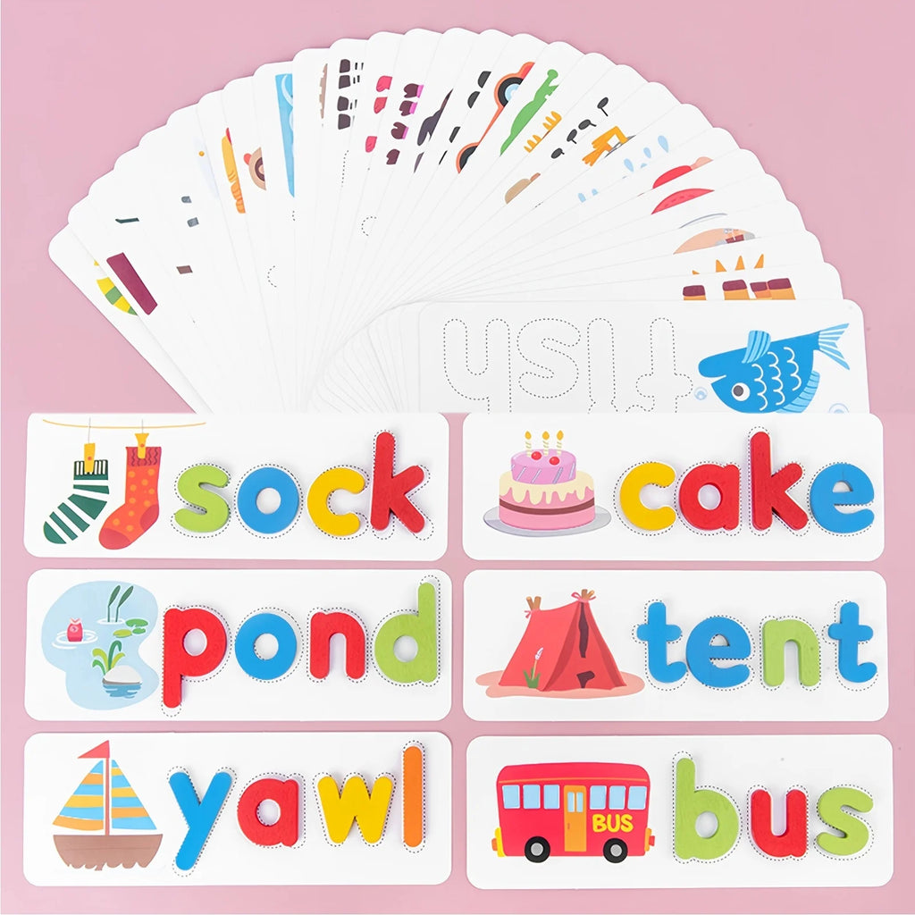 Montessori Alphabet Spelling Word Wooden Math Toys Kids Educational