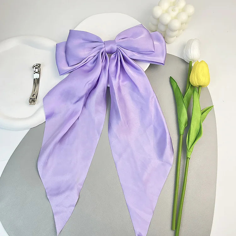 30 Solid Elegant Satin Bow Hairpin Women Girls Spring Hair Clips Headwear Ponytail Hairclips Barrettes Girls Hair Accessories