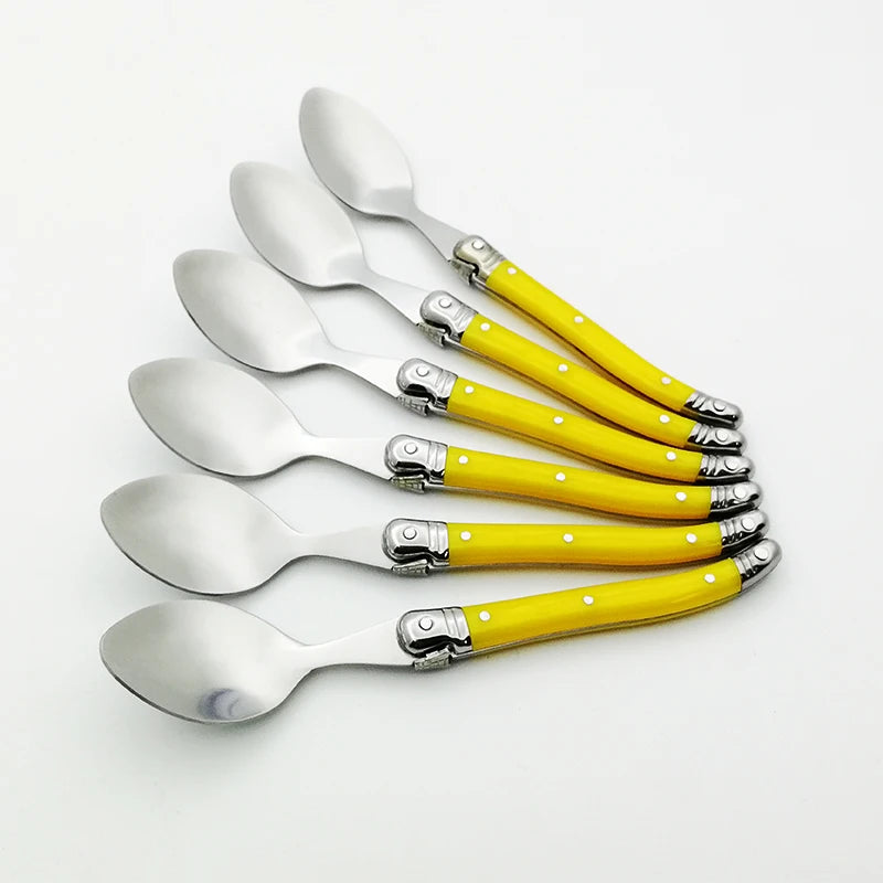 Laguiole Teaspoon set Mini Small Coffee Spoons Ice Tea Spoon Stainless Steel Stirring Dessert Scoop Flatware 6'' 15.5cm 4-10pcs