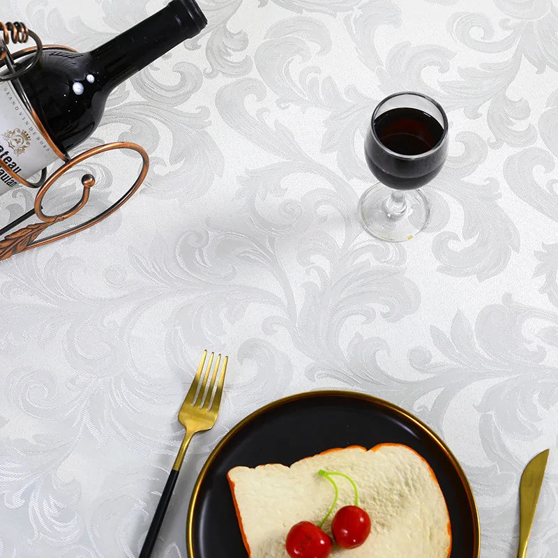 Battilo Luxury Tablecloth White Rectangle Table Cloth Lace Patchwork Waterproof Table Cover For Dining Table Kitchen Cloth Decor