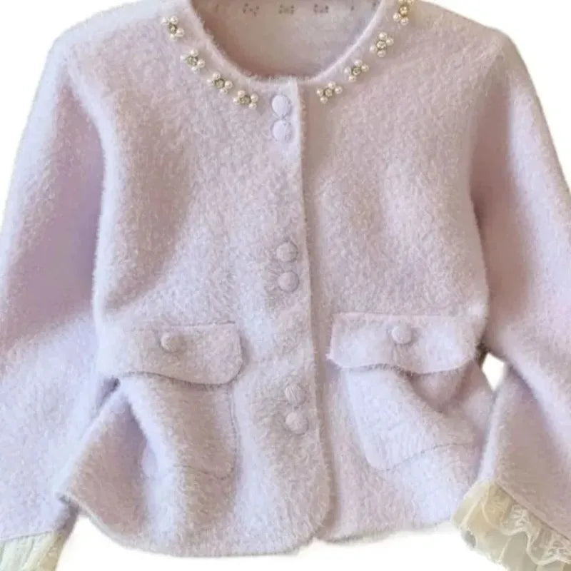 Autumn Winter 2026 Imitation Mink Velvet Loose Women's Knitting Cardigan Sweater Coat Be All-match Casual Ladies Sweater Jacket