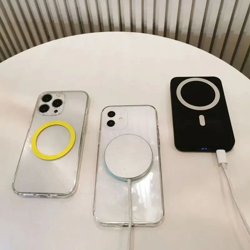 Colourful Silicone MagSafe Metal Ring Universal Sticker Support Wireless Charger Magnetic Patch Sheet for IPhone 12-17 Series
