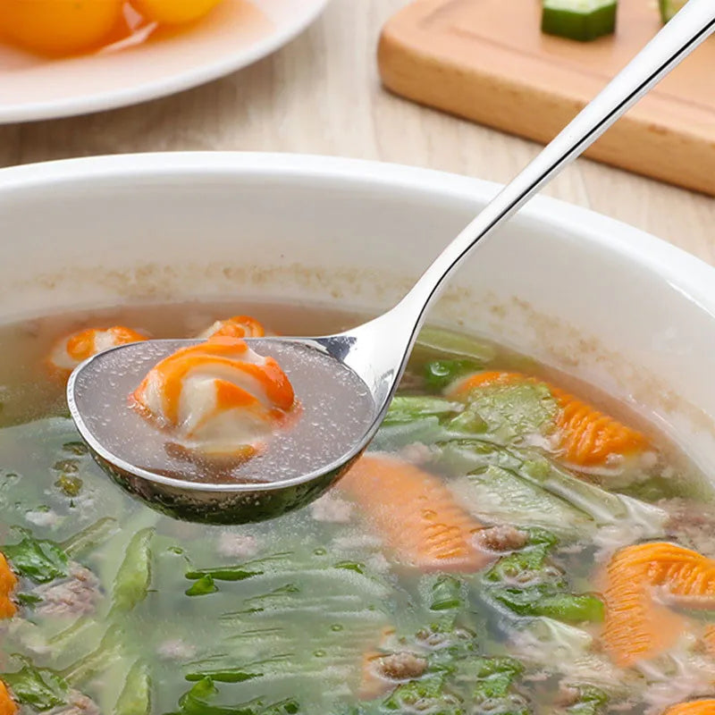 Stainless Steel Thickening Spoon Creative Long Handle Hotel Hot Pot Spoon Soup Ladle Korean Soup Scoop Home Kitchen Tools