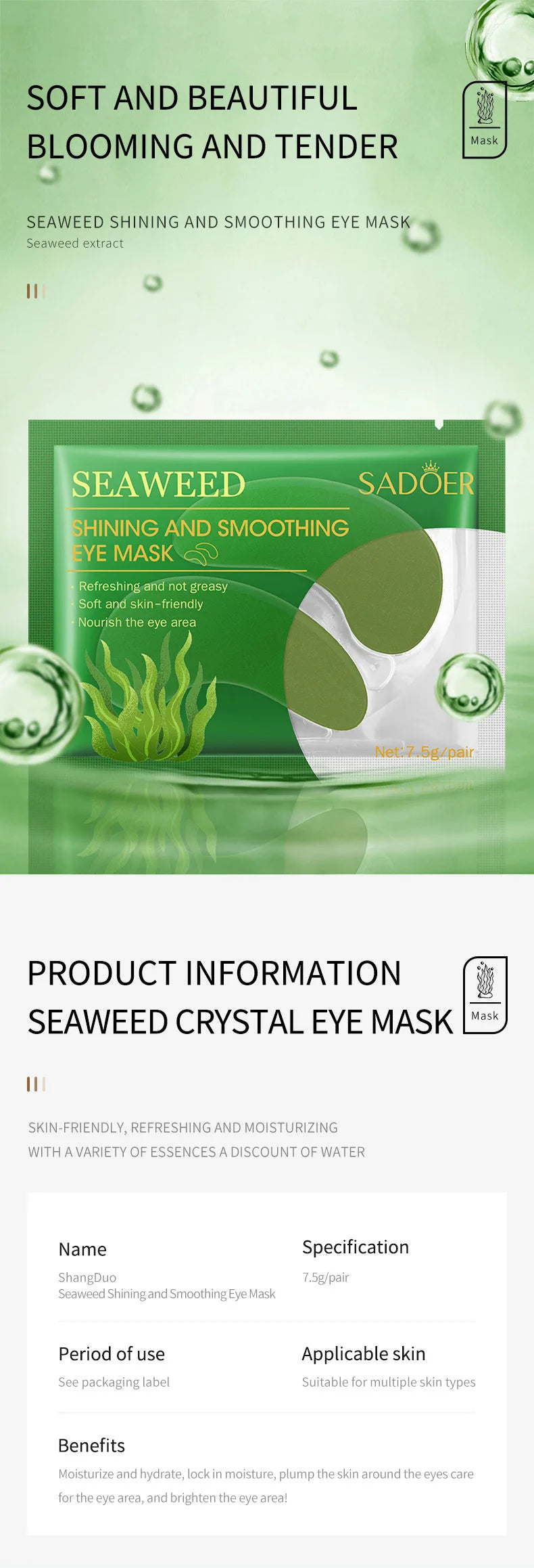 10 Pairs SADOER Crystal Collagen Eye Mask Anti Wrinkle Dark Circles Removal Eyes Bags Moisturizing Eye Patches Skin Care