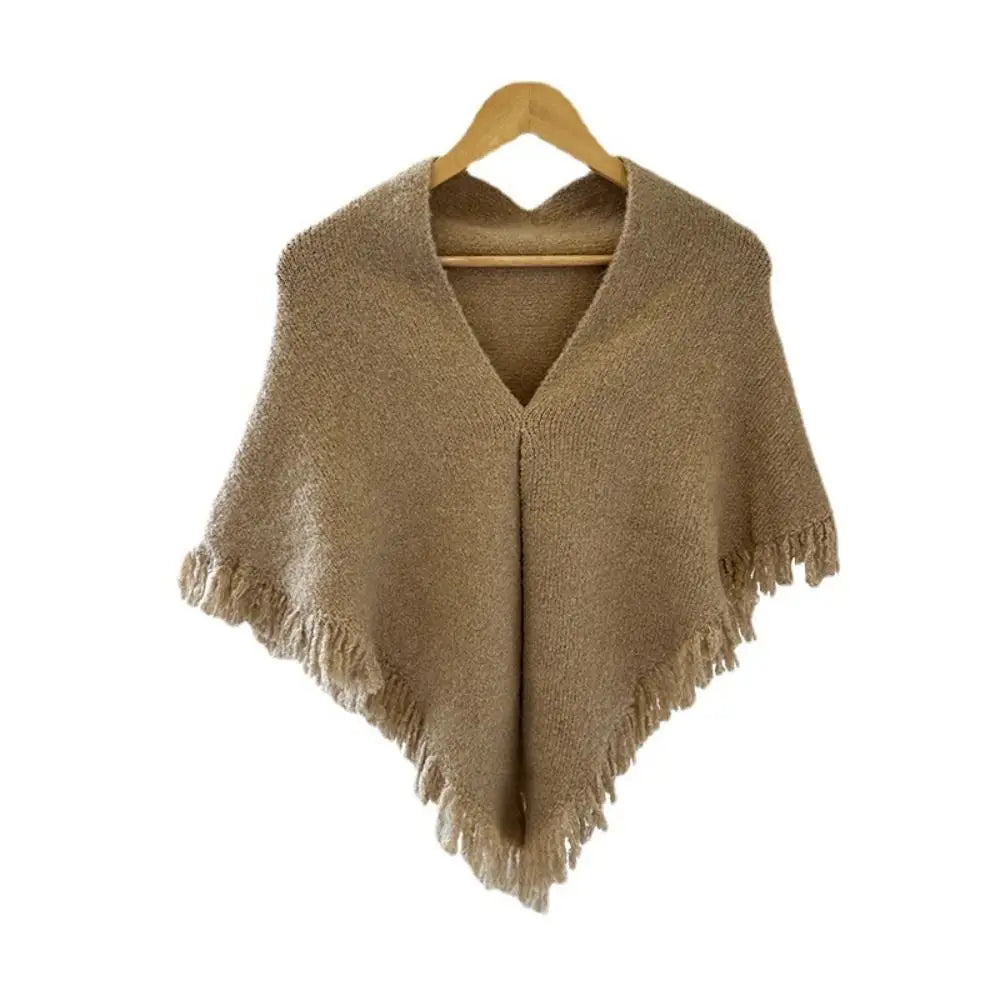 High Quality Winter Triangle Shawl Versatile Tassel Knitted Shawl Wraps Thickned Cold Proof Blanket Scarf for Women