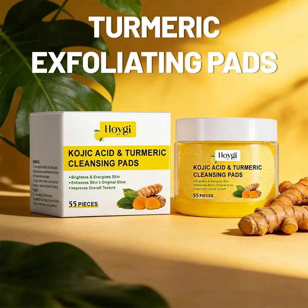 Turmeric Cleansing Pads Exfoliating Face Pads Skin Brightening Kojic Acid Pads Deep Cleaning Glow Skin Care Daily Face Wash