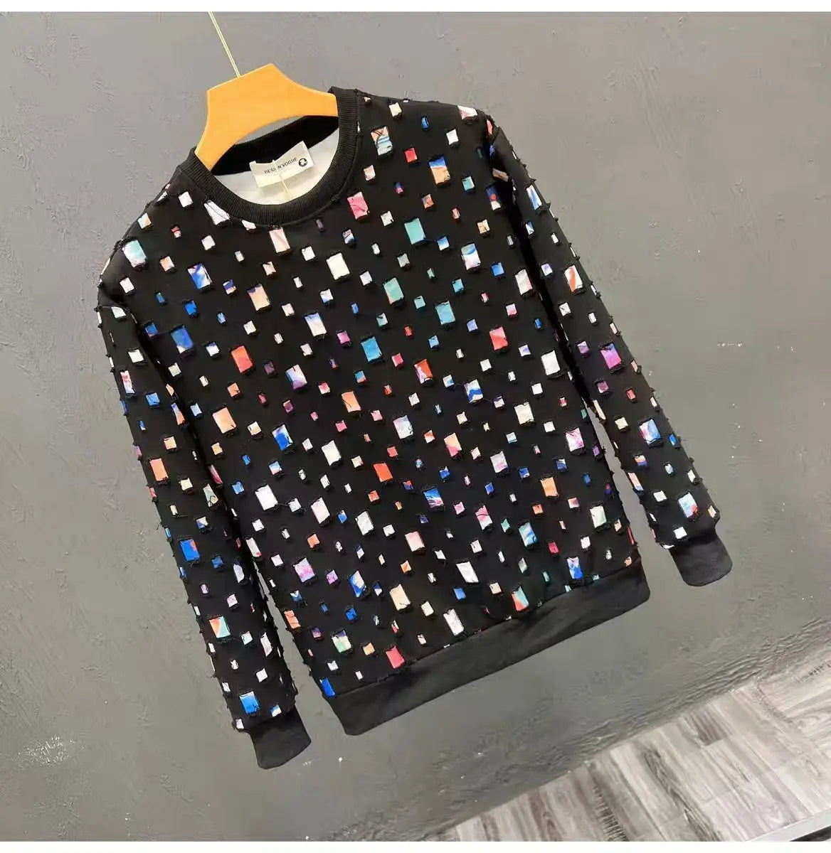 Round Neck Sweatshirt Men Spring Autumn Sportswear broken hole Pullover New Casual Fashion Hip Hop Hoodies Streetwear Top