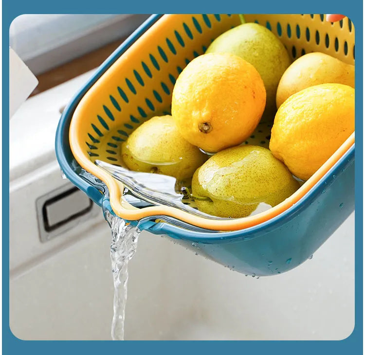 8PCS Kitchen Sink Vegetable Drainer Fruit Basket for Multifunctional Stackable Fruit Washing Basin Vegetable Drain Basket Basin